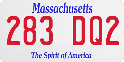 MA license plate 283DQ2