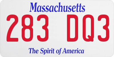 MA license plate 283DQ3