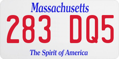 MA license plate 283DQ5