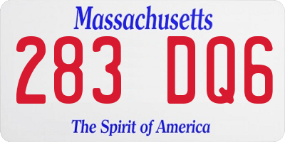 MA license plate 283DQ6