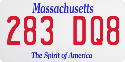 MA license plate 283DQ8
