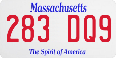 MA license plate 283DQ9
