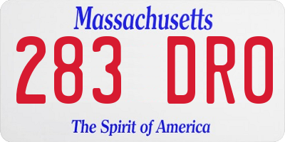 MA license plate 283DR0