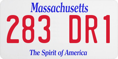MA license plate 283DR1