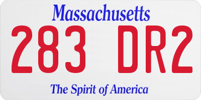 MA license plate 283DR2