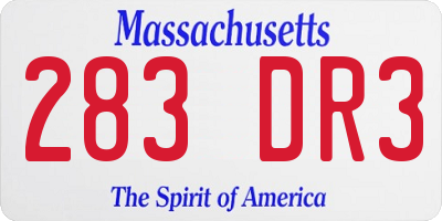 MA license plate 283DR3