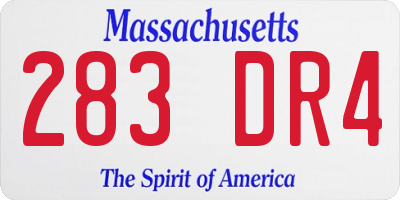 MA license plate 283DR4