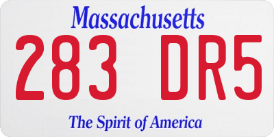 MA license plate 283DR5