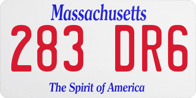 MA license plate 283DR6