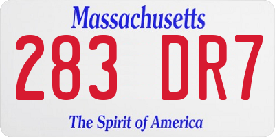 MA license plate 283DR7