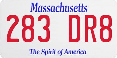 MA license plate 283DR8
