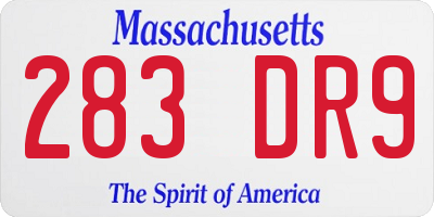 MA license plate 283DR9