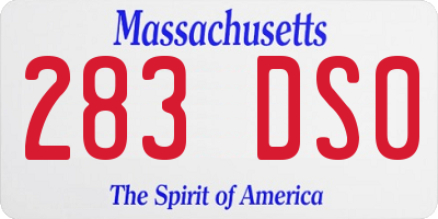 MA license plate 283DS0