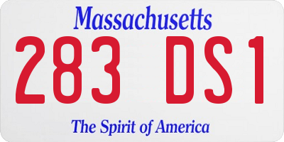 MA license plate 283DS1