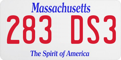 MA license plate 283DS3