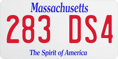 MA license plate 283DS4