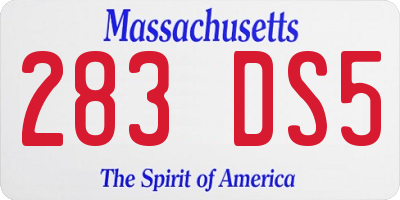 MA license plate 283DS5