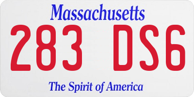MA license plate 283DS6