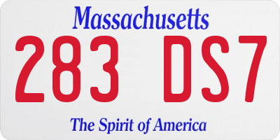 MA license plate 283DS7