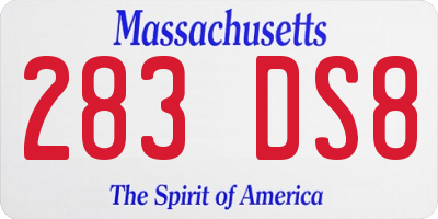 MA license plate 283DS8