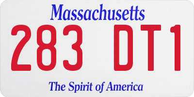 MA license plate 283DT1