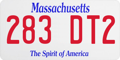MA license plate 283DT2