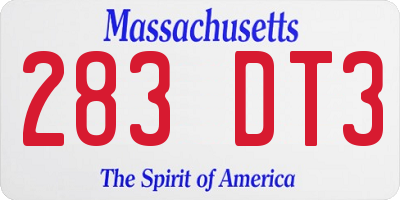 MA license plate 283DT3
