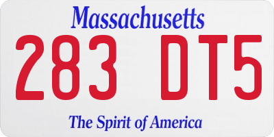MA license plate 283DT5