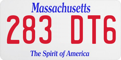 MA license plate 283DT6