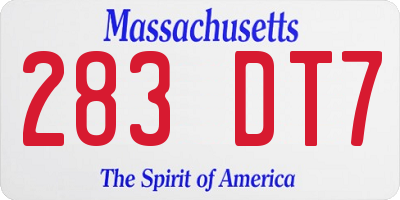 MA license plate 283DT7