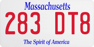 MA license plate 283DT8