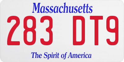 MA license plate 283DT9