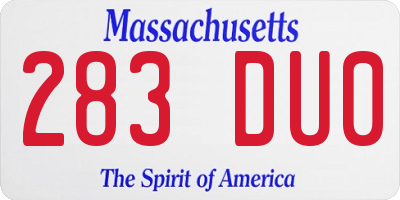 MA license plate 283DU0