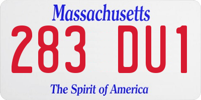 MA license plate 283DU1