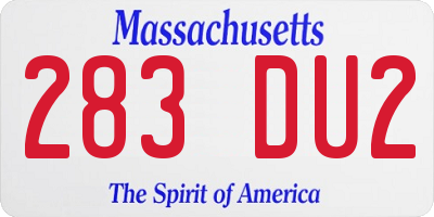 MA license plate 283DU2