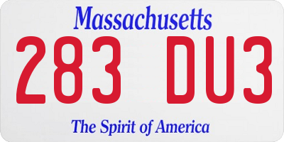 MA license plate 283DU3