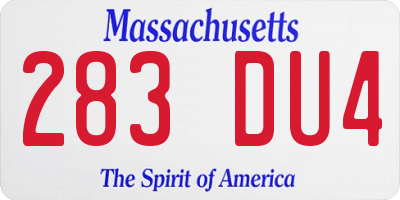 MA license plate 283DU4