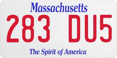 MA license plate 283DU5