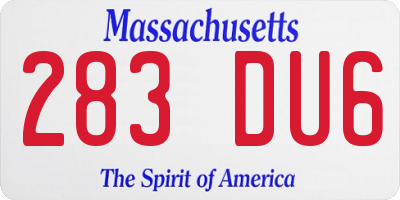 MA license plate 283DU6