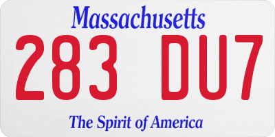 MA license plate 283DU7