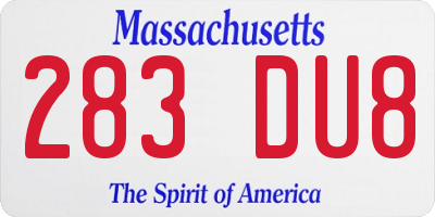 MA license plate 283DU8