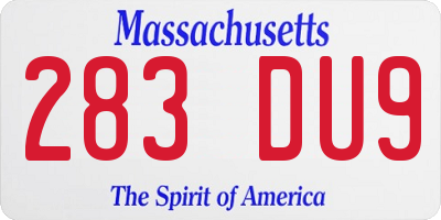 MA license plate 283DU9