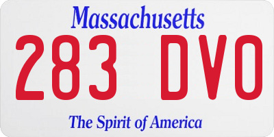 MA license plate 283DV0