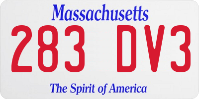 MA license plate 283DV3