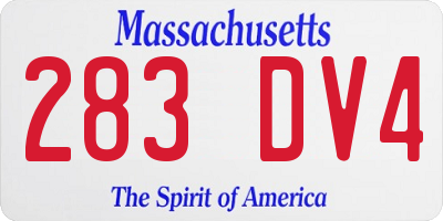 MA license plate 283DV4