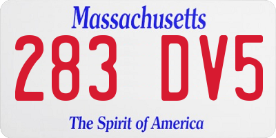MA license plate 283DV5