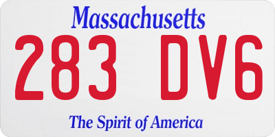 MA license plate 283DV6