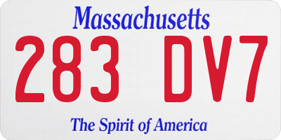 MA license plate 283DV7