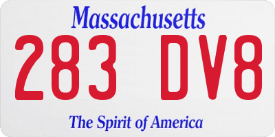 MA license plate 283DV8