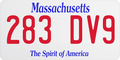 MA license plate 283DV9